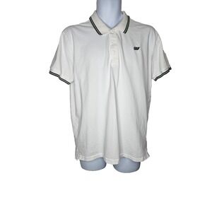 55DSL White Polo Shirt Mens XL 100% Cotton Tipped Collar Diesel